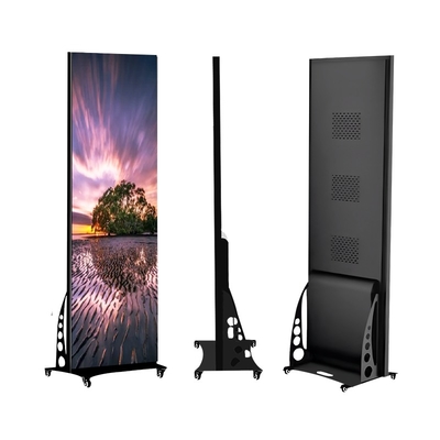 Height Adjustable Portable Indoor Led Poster WIFI USB Control Standing Led Poster Display 1920X640mm Portable Led Poster Screen
