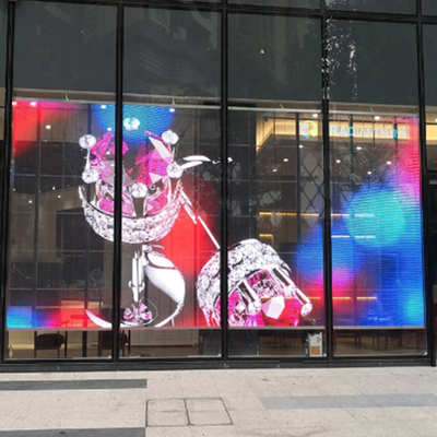 The Newest Waterproof Indoor Led Curtain Transparent Led Display Mesh for Advertising  Transparent Film Advertising LED Display